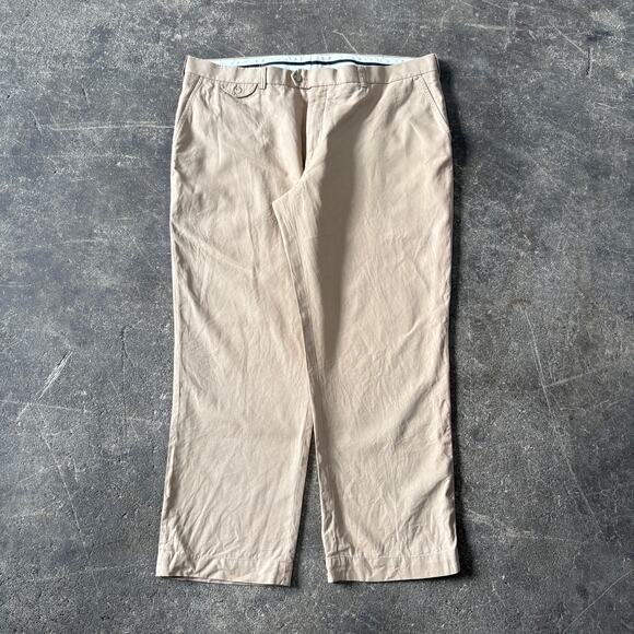 Vintage Polo Ralph Lauren Linen Chino Pants Mens 40x30 Tan Khaki Slacks Flap - Picture 1 of 9